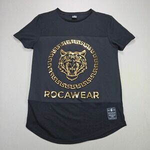 Rocawear T-Shirt Mens Gold Foil Tiger Graphic Streetwear Black L